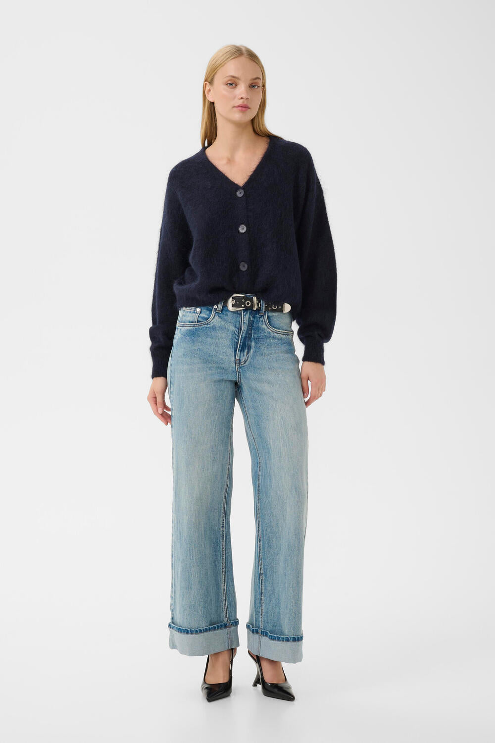 GZdebbie V uldcardigan - Navy melange